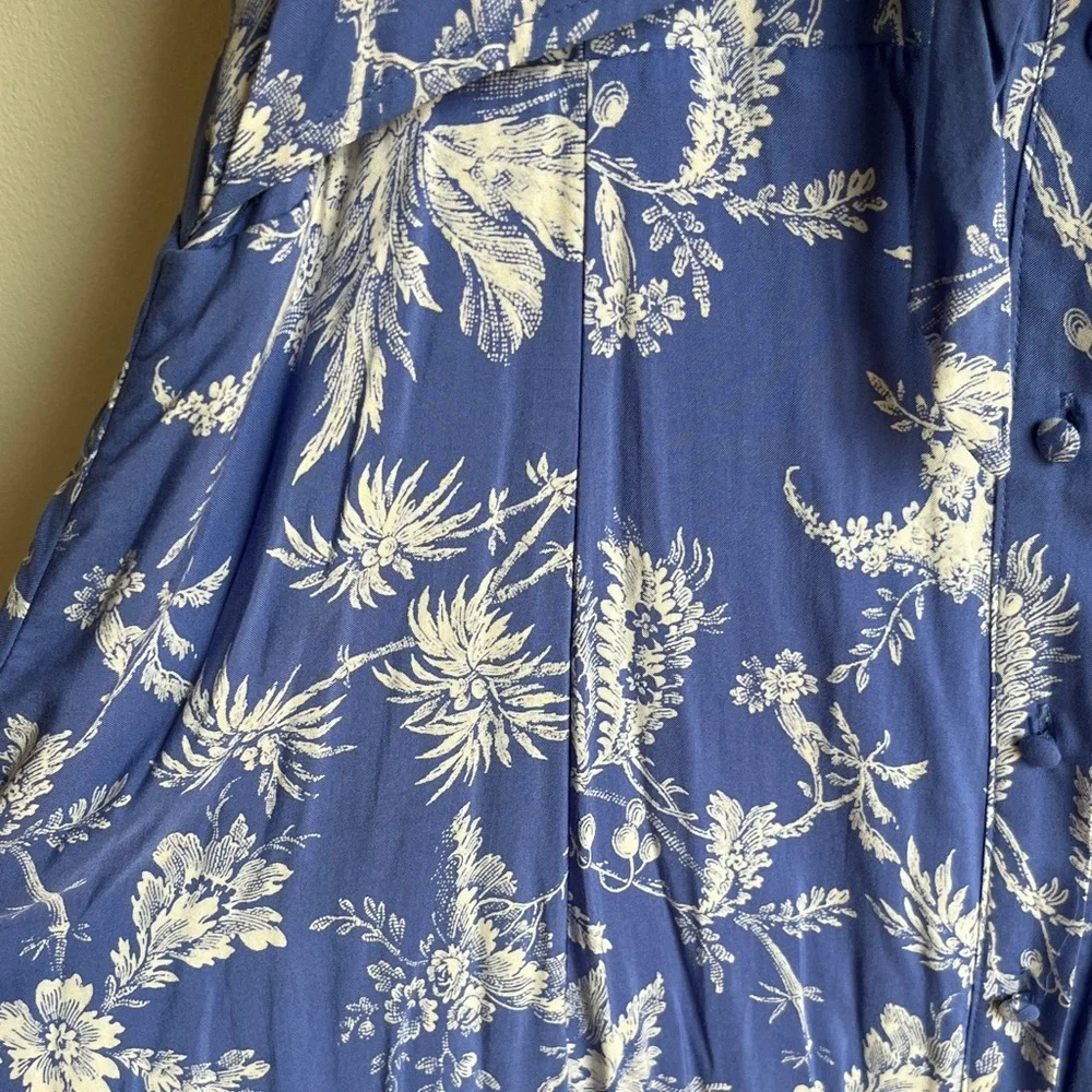 Mauve Blue and White Floral Midi Coastal Beach Resort wear Dress Sz 14 - Picture 13 of 13